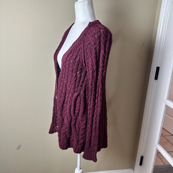 FREE PEOPLE Cable Knit Oversized Cardigan Sweater Size XS - Picture 5 of 10